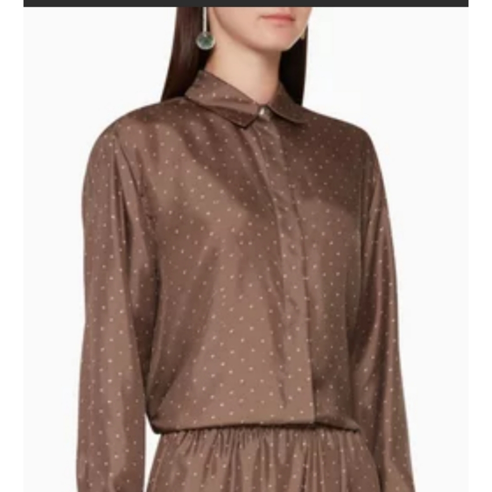 Theory Dark Brown Blouse with Dots